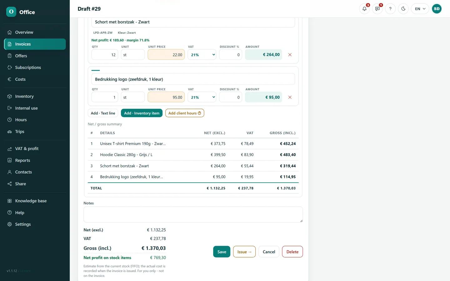 Invoices - Kantoor